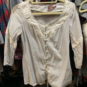 Light gray striped 100% cotton button down blouse